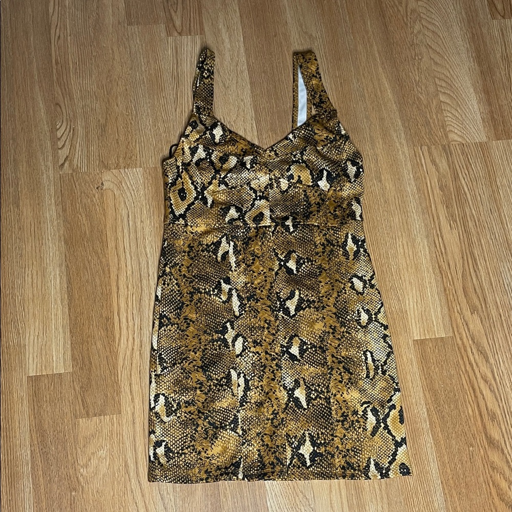 Zara Snakeskin Mini Dress in Brown and Black